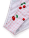 Product with cherry pattern on a checkered background