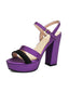 Sandales violettes bout ouvert et talon bloc
