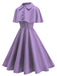 Robe à Ligne A avec Cape Uni Violet Années 50