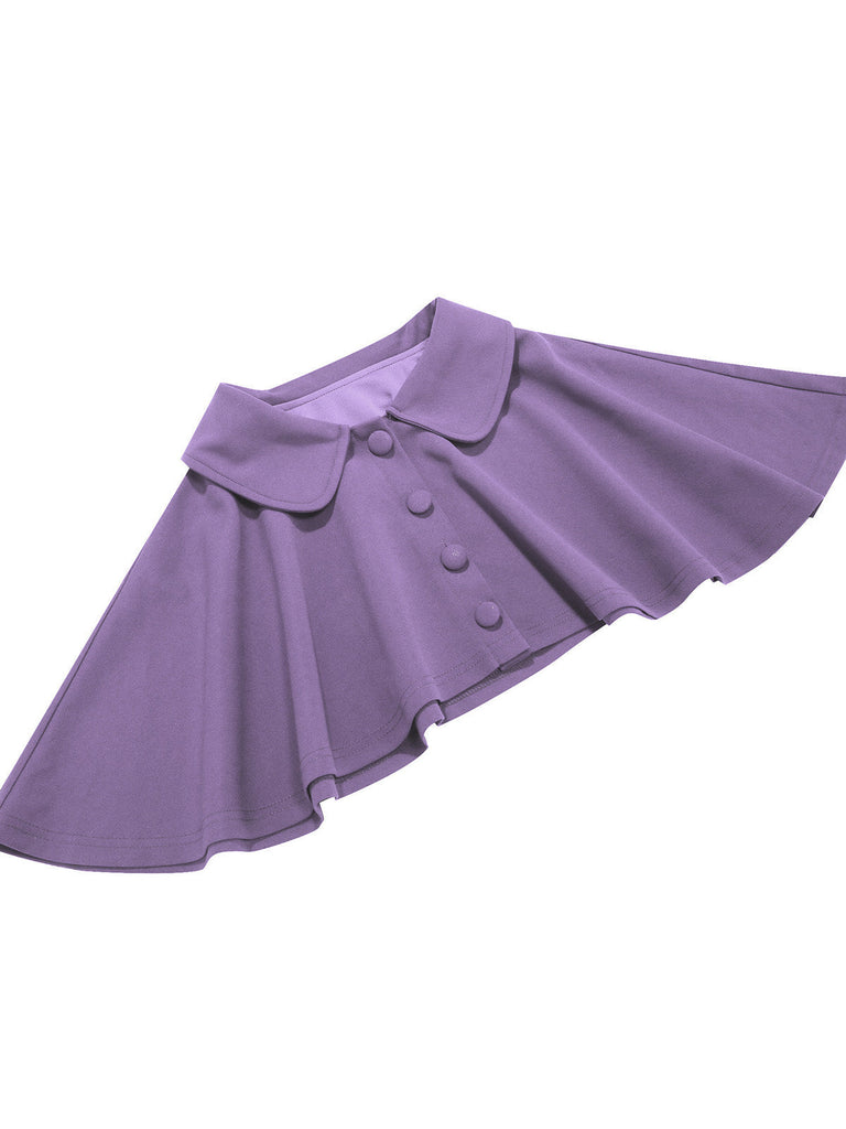 Robe à Ligne A avec Cape Uni Violet Années 50