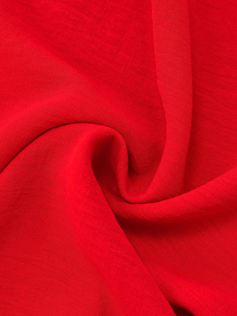 Red-1940s-Solid-Empire-Waist-Dress-fabric-detail
