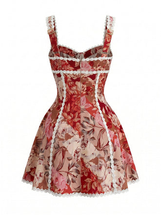 Ensemble Tankini Floral Croisé Col en V années '60 2