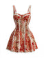 Robe Mini Rouge Corset Dentelle Floral Années 1960