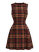 Robe en A à Carreaux Sans Manches Rouge Années 1960 2