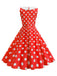 Robe sans manches à pois et col Claudine années 1950