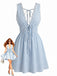 Robe Sans Manches Col V Profond Dos-Nu Rayée Bleue Années 1960