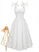 Robe blanche à lacets et boutons 1940s