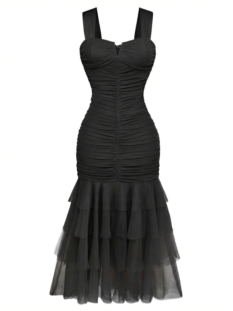 Robe bodycon uni maille patchwork ruchée 1930s