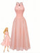 Robe longue pêche à dos nu découpes et boutons sur le devant années 1940