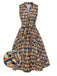[Prévente] Robe multicolore lacets et imprimé bibliothèque années 1950