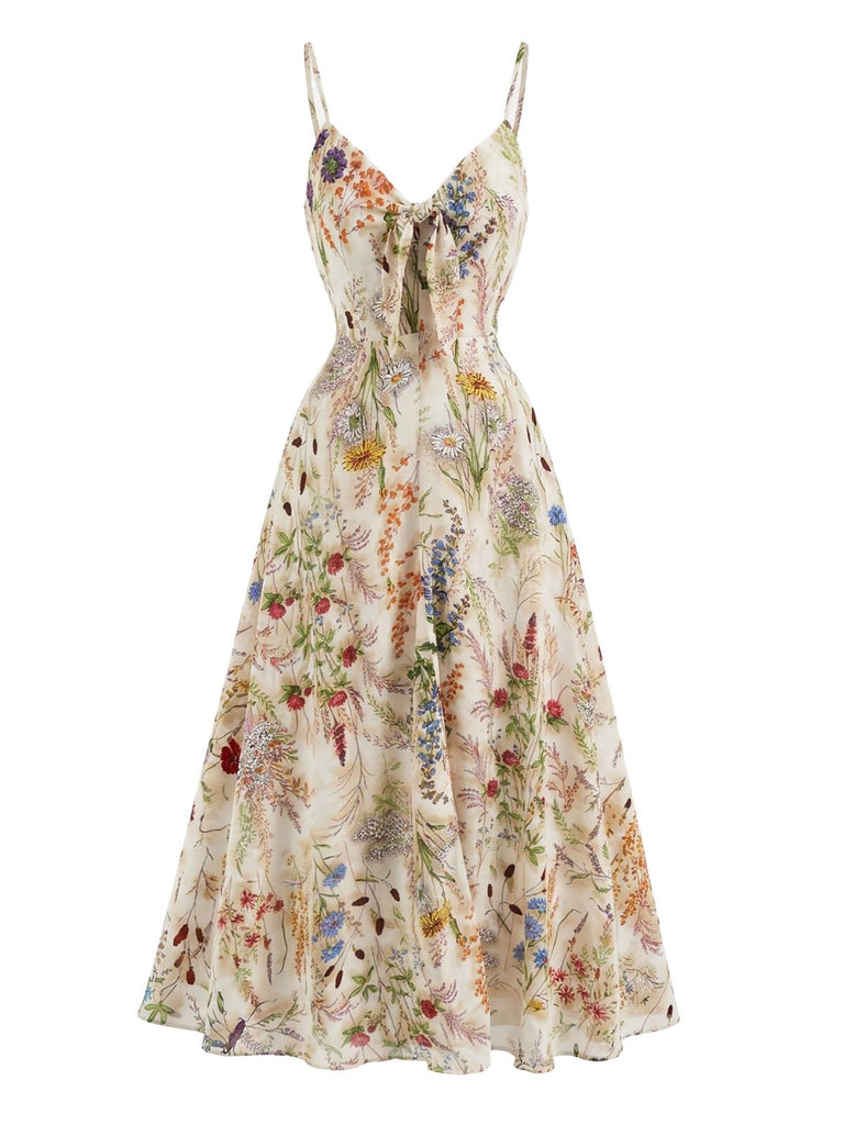 Robe fleurie à motifs colorés sur fond blanc