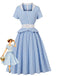 Robe trapèze à carreaux vichy bleus