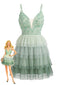 Robe gâteau tulle vert volants 1960s