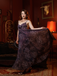 Robe Violet Slip Bohème Col V Fleurs Années 30