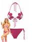 Ensemble bikini rouge rose motifs floraux crocheté la main années 1980