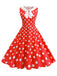 Robe sans manches à pois et col Claudine années 1950