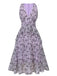 Robe sans manches papillon violette années 1930 à col en V