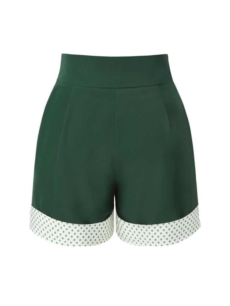 [Prévente] Short plissé vert à pois patchwork des années 1950