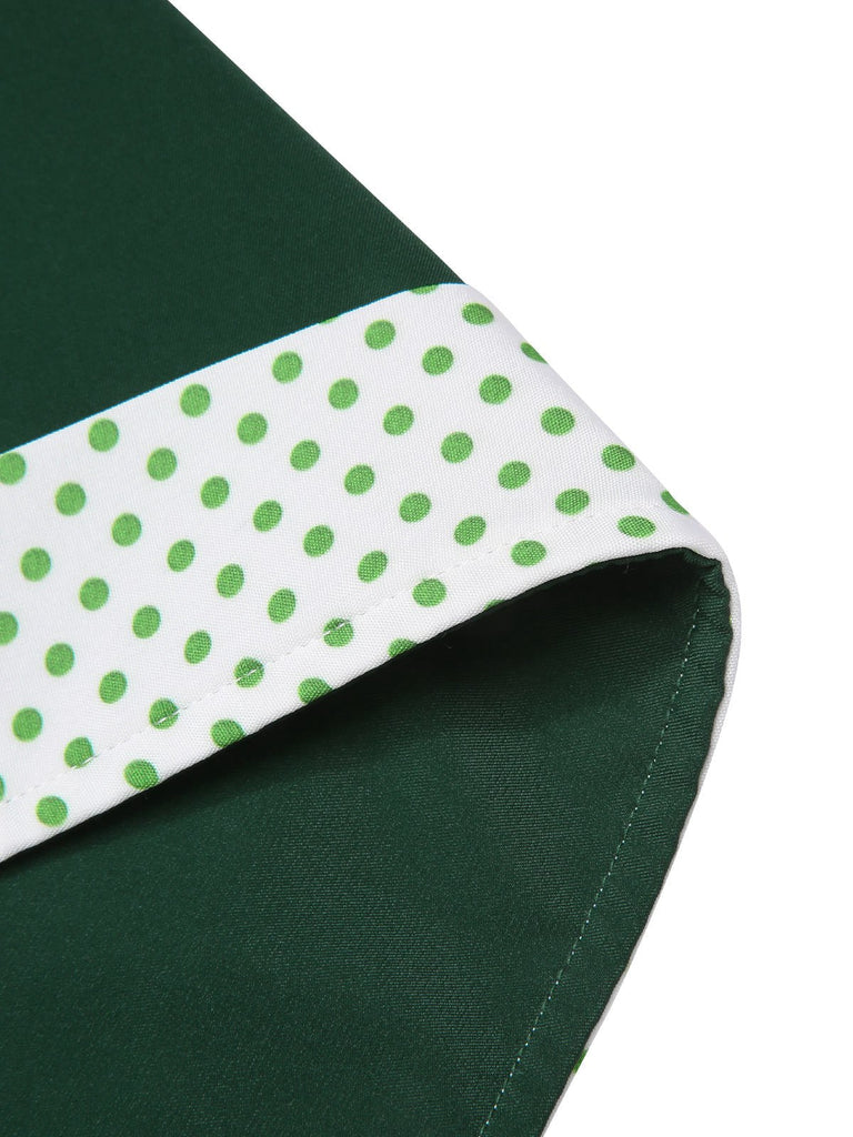 [Prévente] Short plissé vert à pois patchwork des années 1950