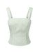 [Prévente] Camisole courte à larges bretelles et pois verts des années 1950