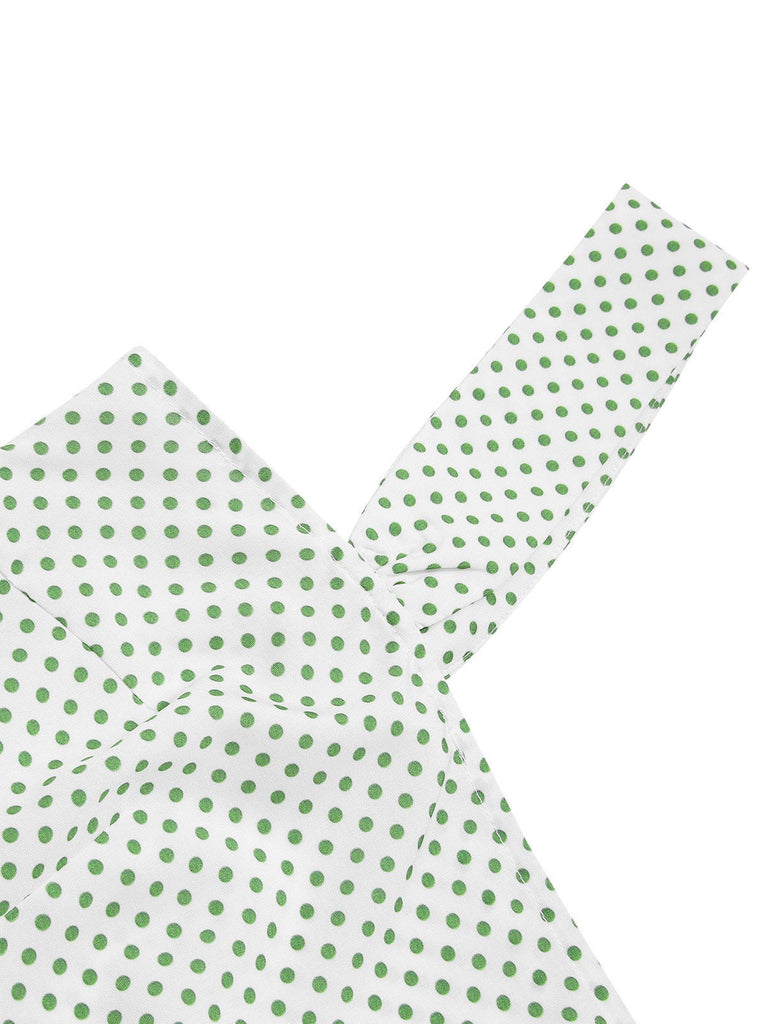 [Prévente] Camisole courte à larges bretelles et pois verts des années 1950