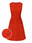 [Prévente] Robe trapèze rouge unie avec rabats de poches années 1960