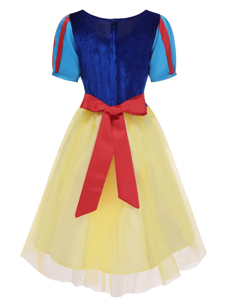 Robe en maille bleue style Blanche-Neige années 1940