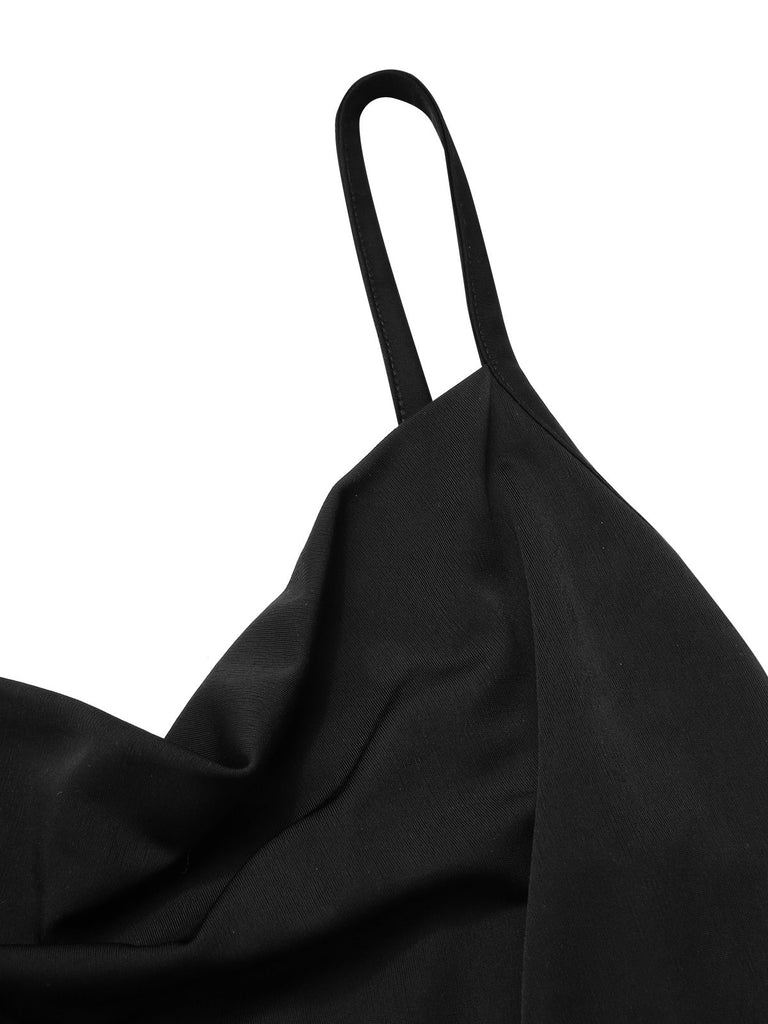 [Prévente] Combishort noire à pois et col bénitier des années 40