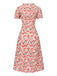 [Prévente] Robe à volants col V fente latérale motif roses des années 1940