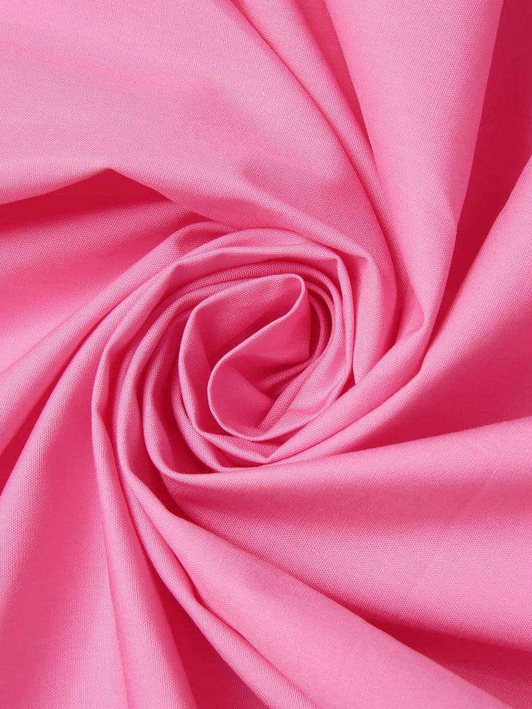 [Prévente] Robe rose en coton brodée fraises manches bouffantes dannées 1950