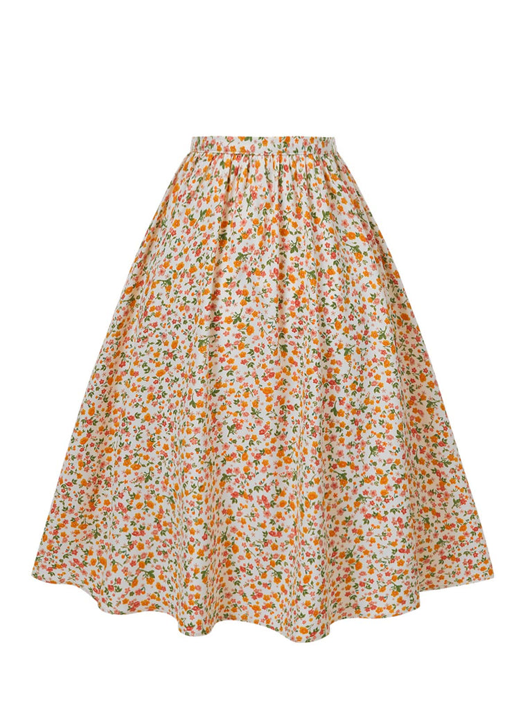 [Prévente] Jupe à boutons floraux multicolores des années 1950