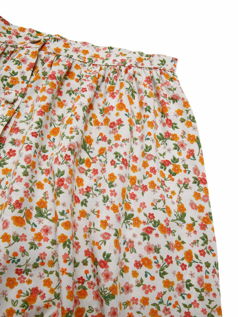 [Prévente] 2PCS Combishort col V et boutons et jupe florale des années 1950