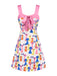 [Prévente] Robe imprimée nœud motif de chien multicolore des années 1960