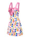 [Prévente] Robe imprimée nœud motif de chien multicolore des années 1960