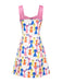 [Prévente] Robe imprimée nœud motif de chien multicolore des années 1960