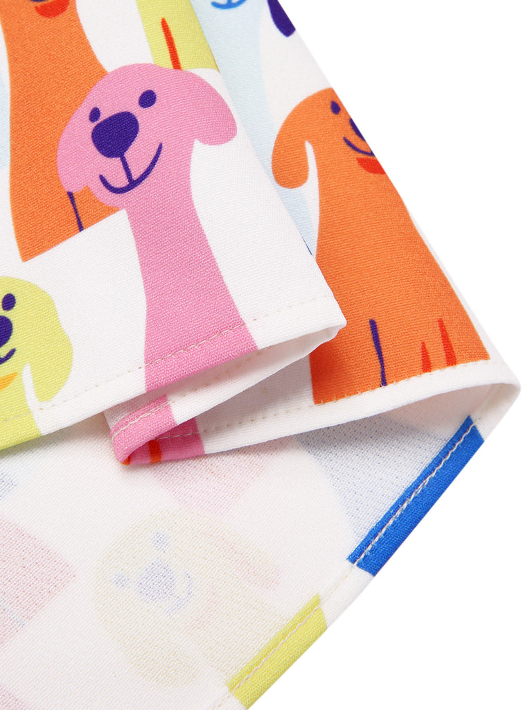[Prévente] Robe imprimée nœud motif de chien multicolore des années 1960