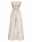 Combinaison bandeau beige à fleurs à nœuds des années 1970