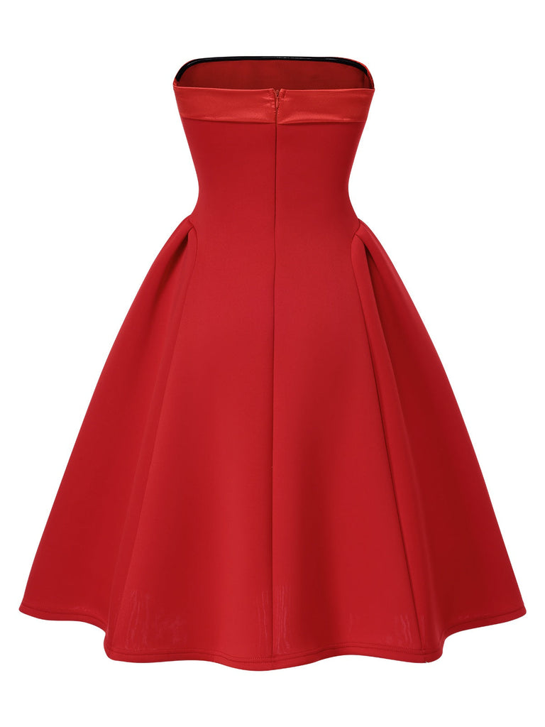 Robe bandeau trapèze colorblock vintage des années 1950