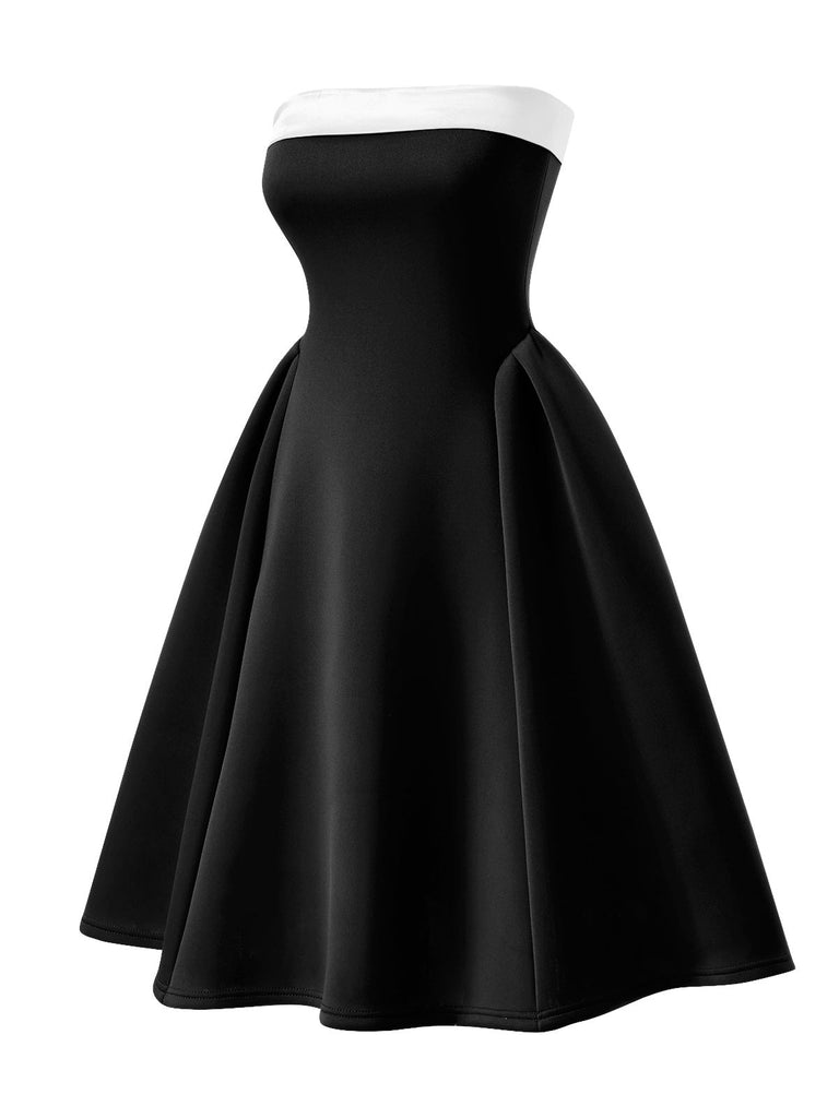 Robe bandeau trapèze colorblock vintage des années 1950