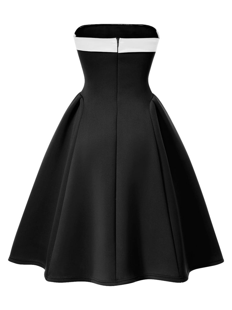 Robe bandeau trapèze colorblock vintage des années 1950