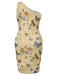 [Pré-vente] [Grande taille] Robe moulante froncée une épaule papillons années 1960