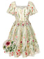 [Prévente] [Grande taille] Robe à manches volantées et broderie florale des années 1940