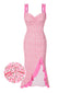 [Prévente] Robe de sirène à fente florale torsadée rose des années 1930