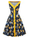 [Prévente] Robe patchwork florale jaune à épaules dénudées années 1950