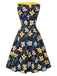 [Prévente] Robe patchwork florale jaune à épaules dénudées années 1950