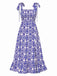 Robe sans manches à bretelles bohème bleue des années 1970