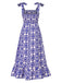 Robe sans manches à bretelles bohème bleue des années 1970