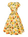 [Prévente] Robe froncée à fleurs d'hortensia jaune des années 1950