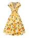 [Prévente] Robe froncée à fleurs d'hortensia jaune des années 1950