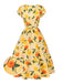 [Prévente] Robe froncée à fleurs d'hortensia jaune des années 1950